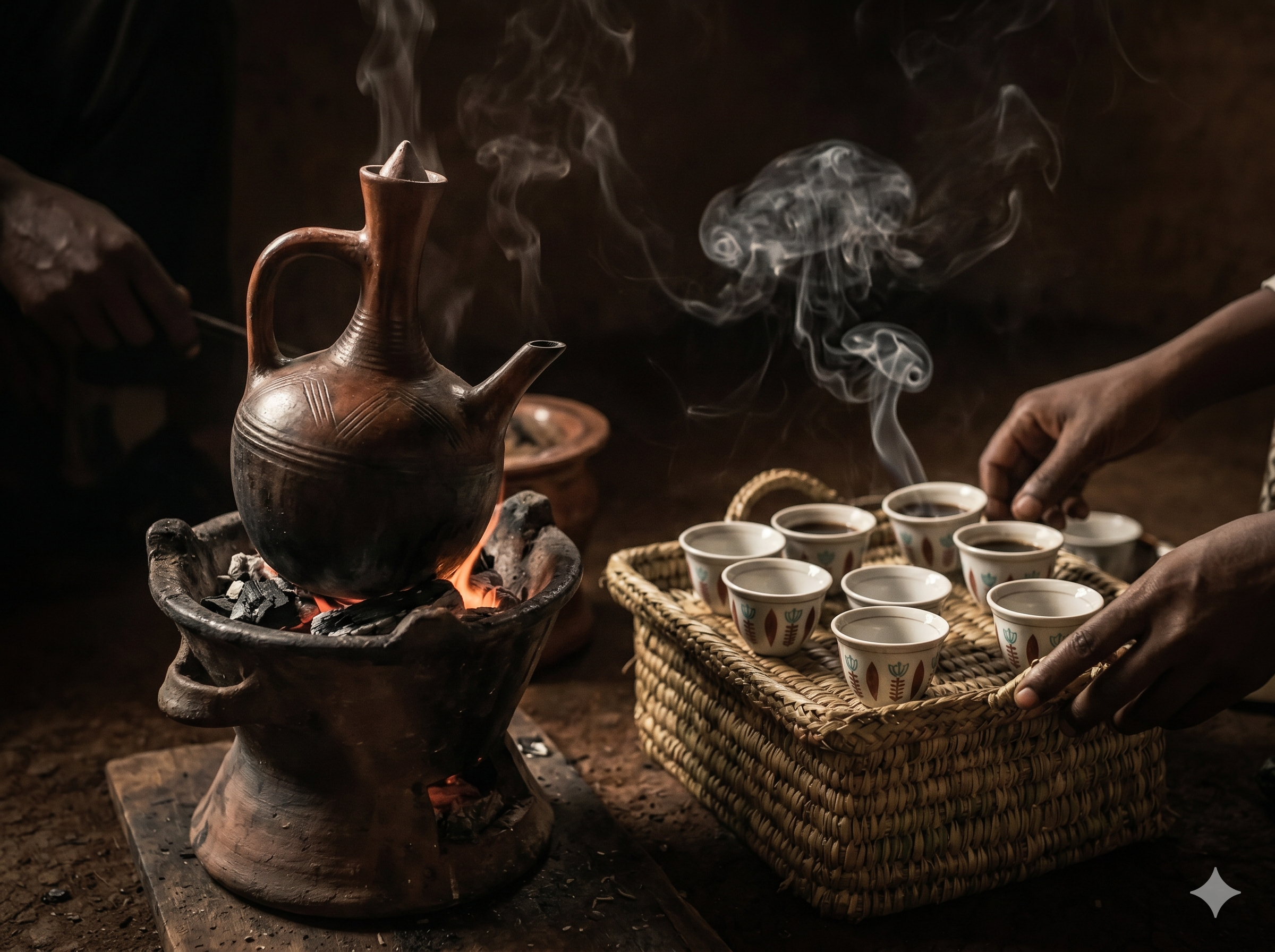 Traditional Ethiopian coffee ceremony