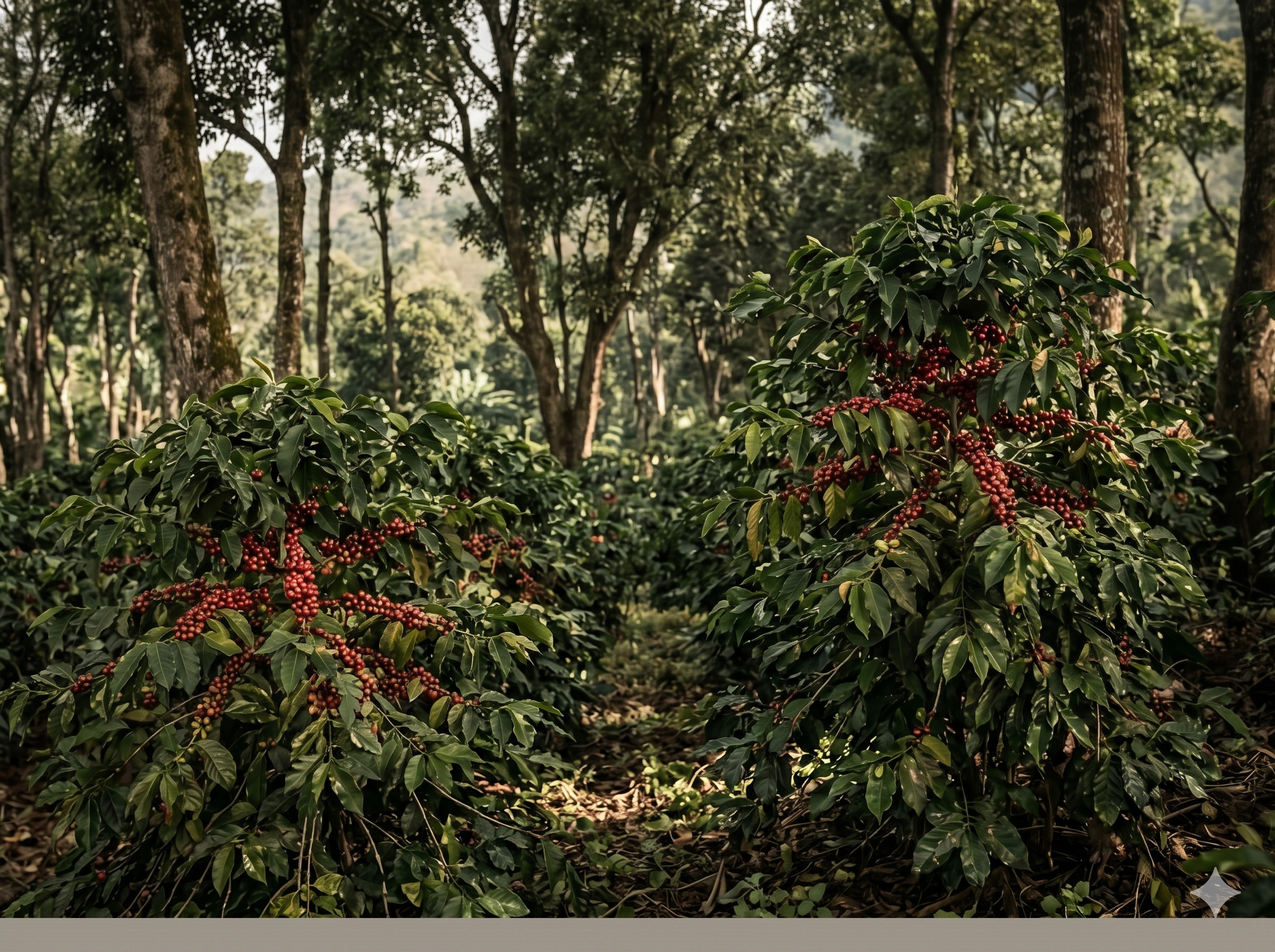 Coffee plants under indigenous shade trees in an Ethiopian semi-forest